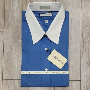 Oleg cassini button down dress shirt. Blue & white size 17 34/35 XL